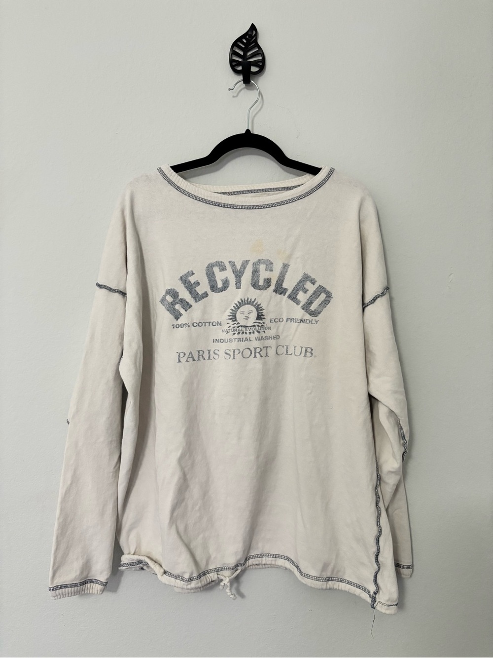 Vintage Paris Sport Club Recycled Graphic Long Sleeve Tee Raw Seam